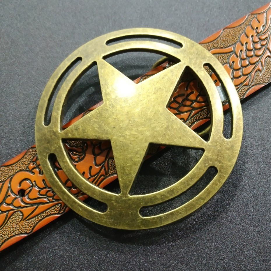 Mặt khóa dây lưng ngôi sao lớn tròn 10cm màu đồng