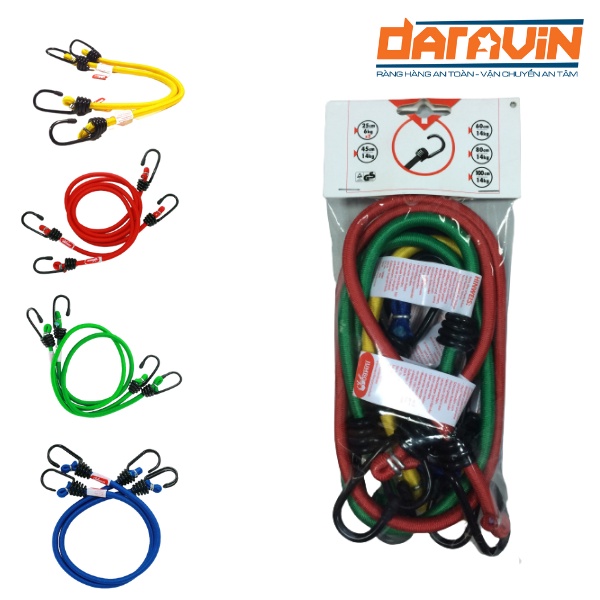 COMBO dây thun ràng đồ, dây chun buộc hàng trên xe máy, dây thun tròn móc thép [4 sợi/túi]