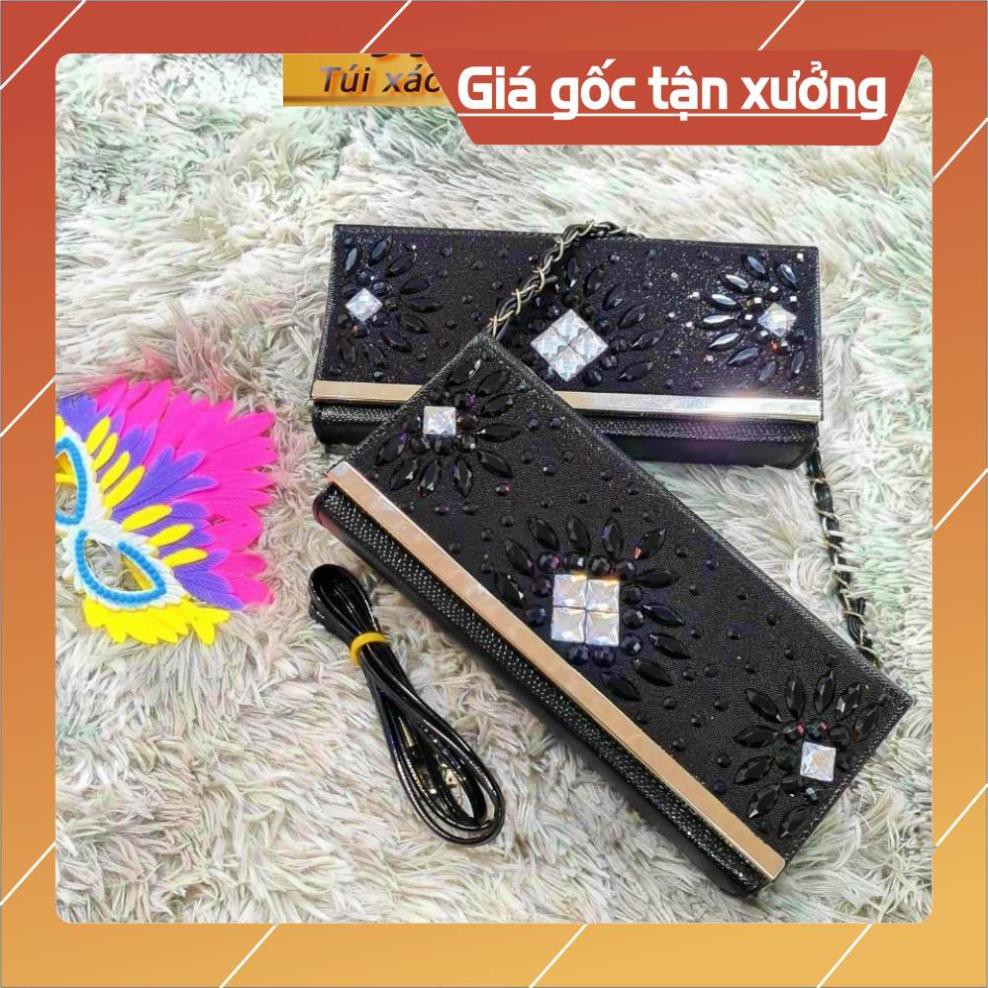 Freeship tui xach nu cao cap & uy tin Túi Xách Nữ Phom Chữ Nhật Da Bóng Gắn Đá Cực Xinh LN29