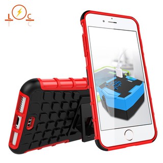 👉 iPhone 7 8 Plus Case Armor Tire Texture Anti-fall Cover With Stand Holder