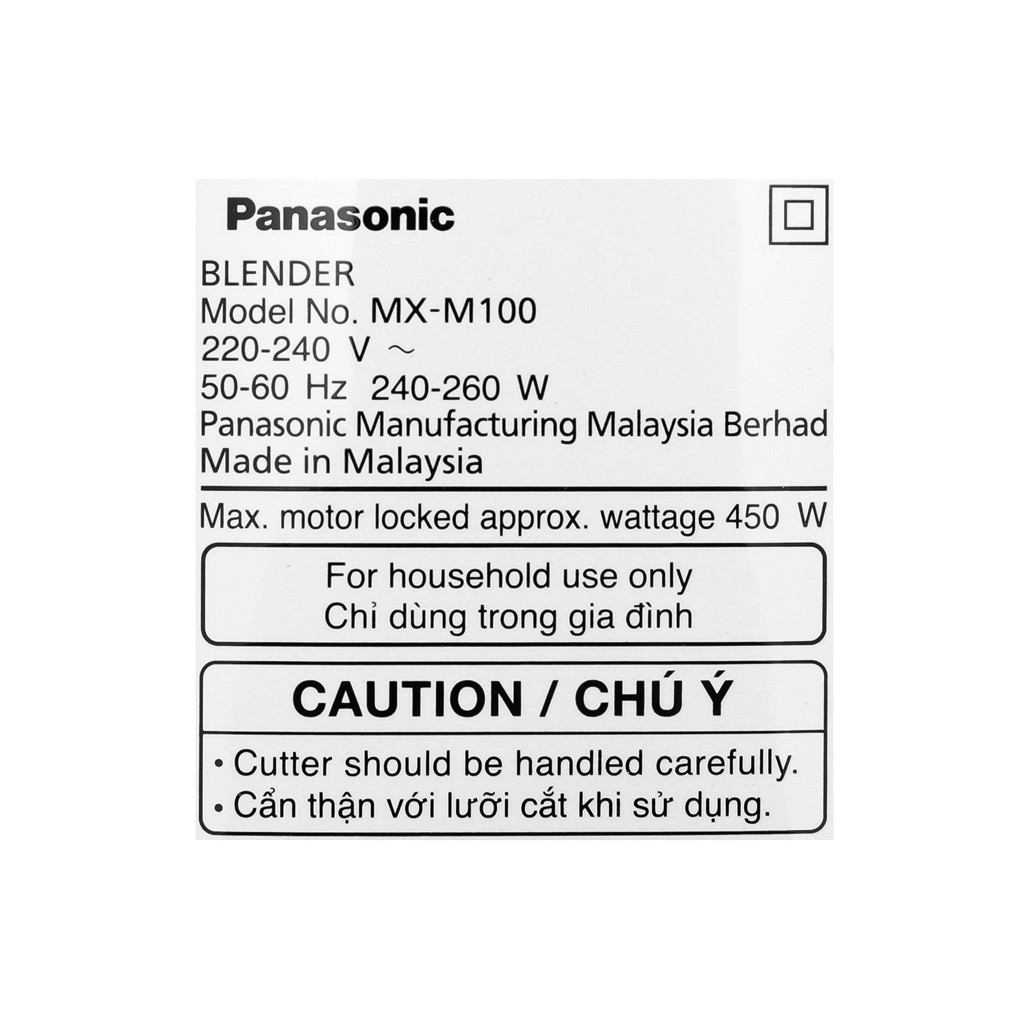 [Mã ELHA22 giảm 5% đơn 300K] Máy xay sinh tố Panasonic MX-M100GRA - Hàng Chính Hãng