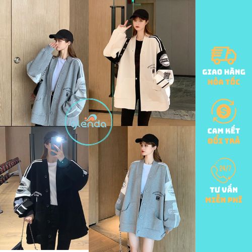 Áo cardigan in chữ brcon unisex form rộng Glenda mã 618