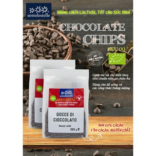 [Sô cô la chip hữu cơ] Socola Chip làm bánh, Ít béo hữu cơ Sottolestelle 200g [SocolaChip Italy]
