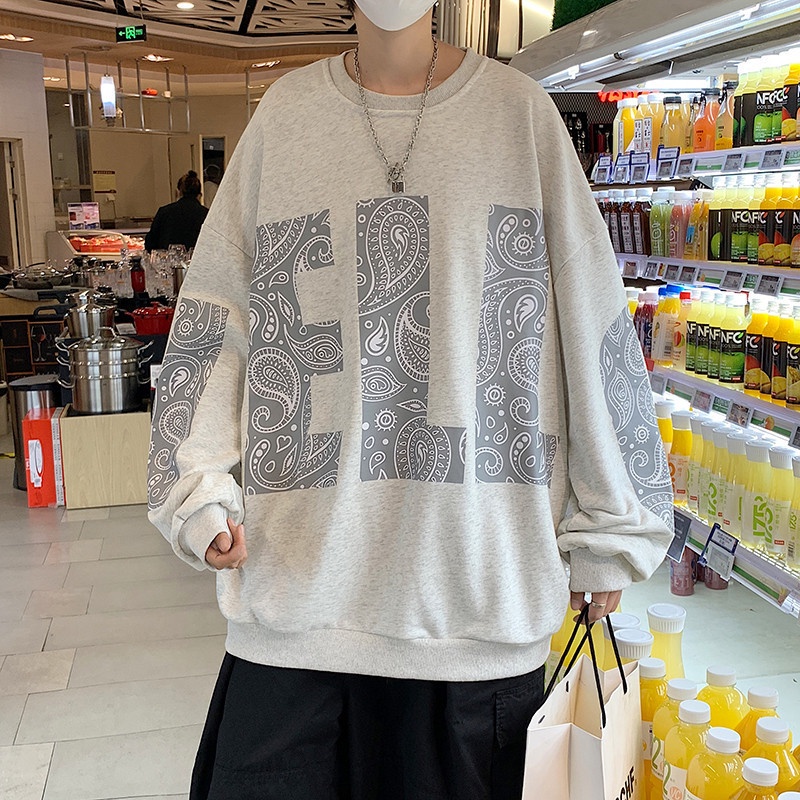 Áo sweater AOKANG cổ tròn dáng rộng phong cách hip hop Âu Mỹ cá tính cho cặp đôi