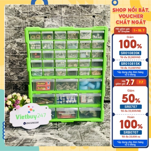 Tủ đựng linh kiện 39 ngăn treo tường, đựng lego, thiết bị điện tử, kim chỉ, vật tư ngành may, đồng hồ, kim chỉ tattoo