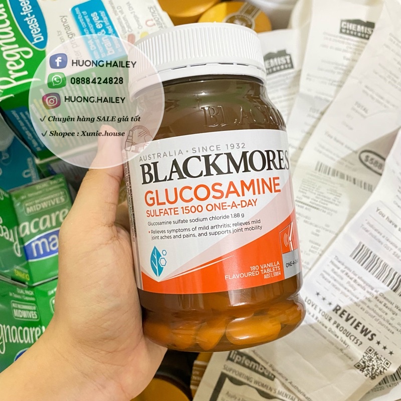 Viên hỗ trợ xương khớp Glucosamine Úc - Blackmores Glucosamine Sulfate 1500mg One-A-Day 180 viên