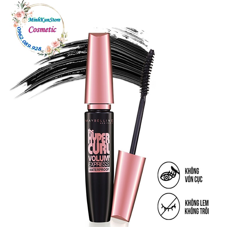 Mascara Maybelline Dài Mi và Cong Mi New York Hyper Curl Waterproof Chuốt Mi Đen 9.2ml