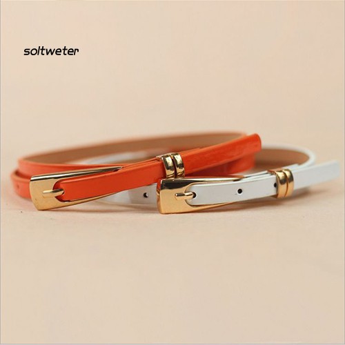 Thắt Lưng Da Màu Trơn Khóa Kim Loại Thời Trang Cho Nữ