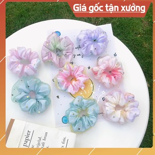 Cột tóc scrunchies 2 lớp cầu vồng- Buộc tóc Scrunchies Galaxy 2 lớp- Thuỳ My Accessories