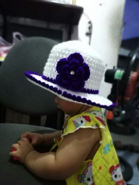 NÓN RỘNG VÀNH CHO BÉ HOA TÍM