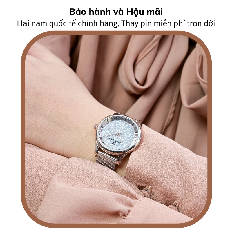 Đồng hồ nữ Daniel Klein Watch DK.1.12531 mặt nhỏ đính đá, kính cứng chống xước, chống nước, dây thép đeo tay cao cấp