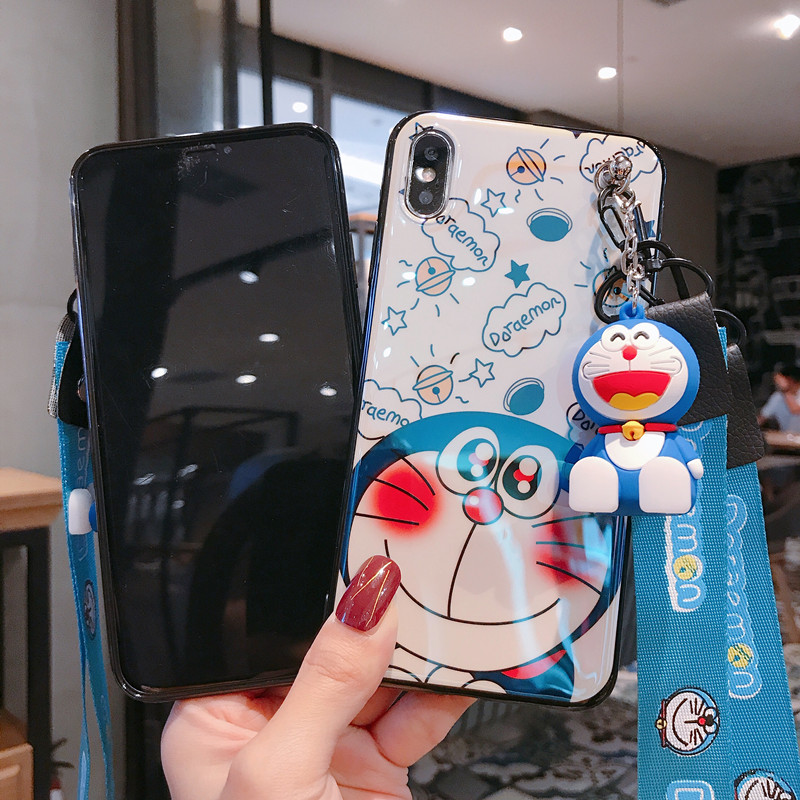 Ốp Điện Thoại In Hình Doraemon Dễ Thương Có Dây Đeo Tay + Giá Đỡ + Dây Đeo Cổ 2020 Cho Samsung Galaxy Note 20 Ultra 5G Note20