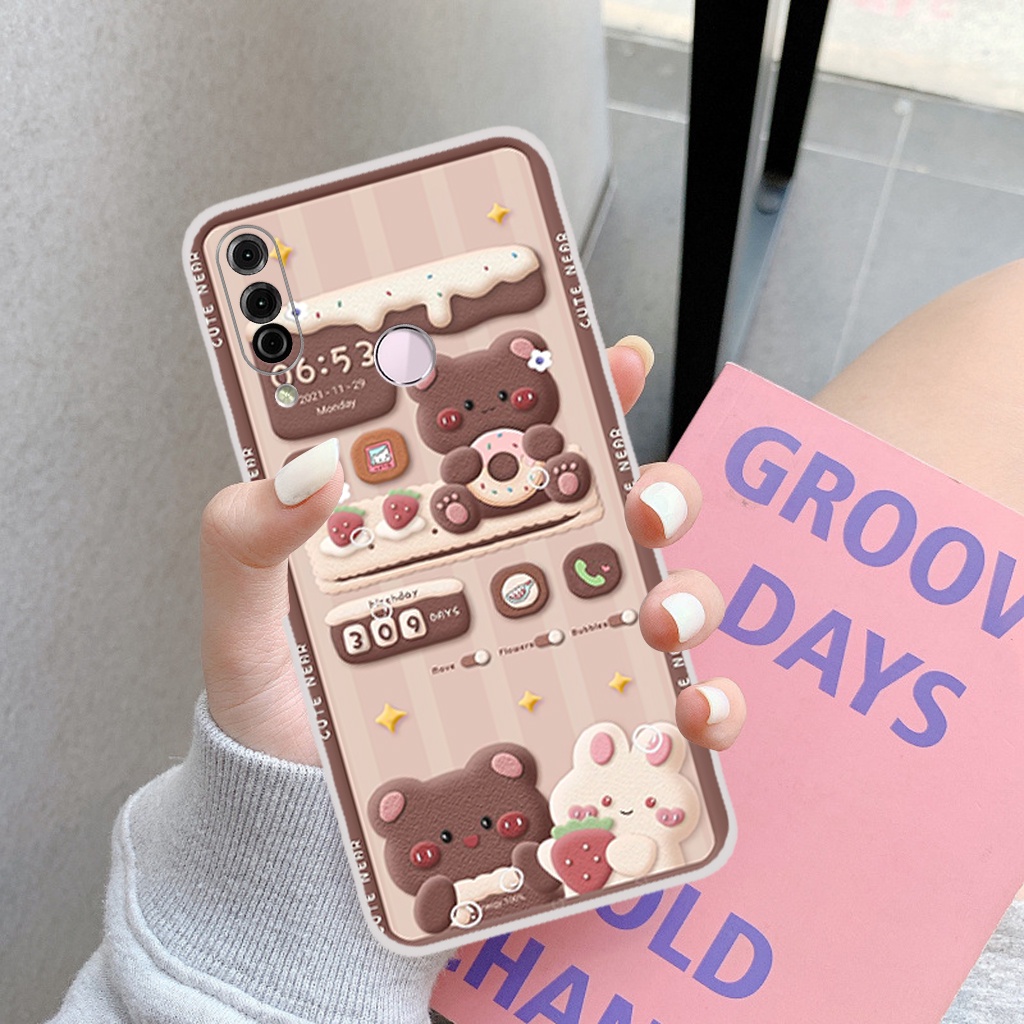 Ốp lưng Vsmart Joy 3 hoạ tiết gấu 3D, nền kẻ caro dễ thương