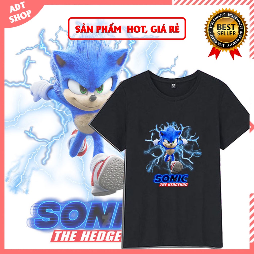 Áo thun sonic nhím xanh tốc độ bé trai bé gái đều mê đủ size màu đen trắng cực ngầu nhiều mẫu HOT