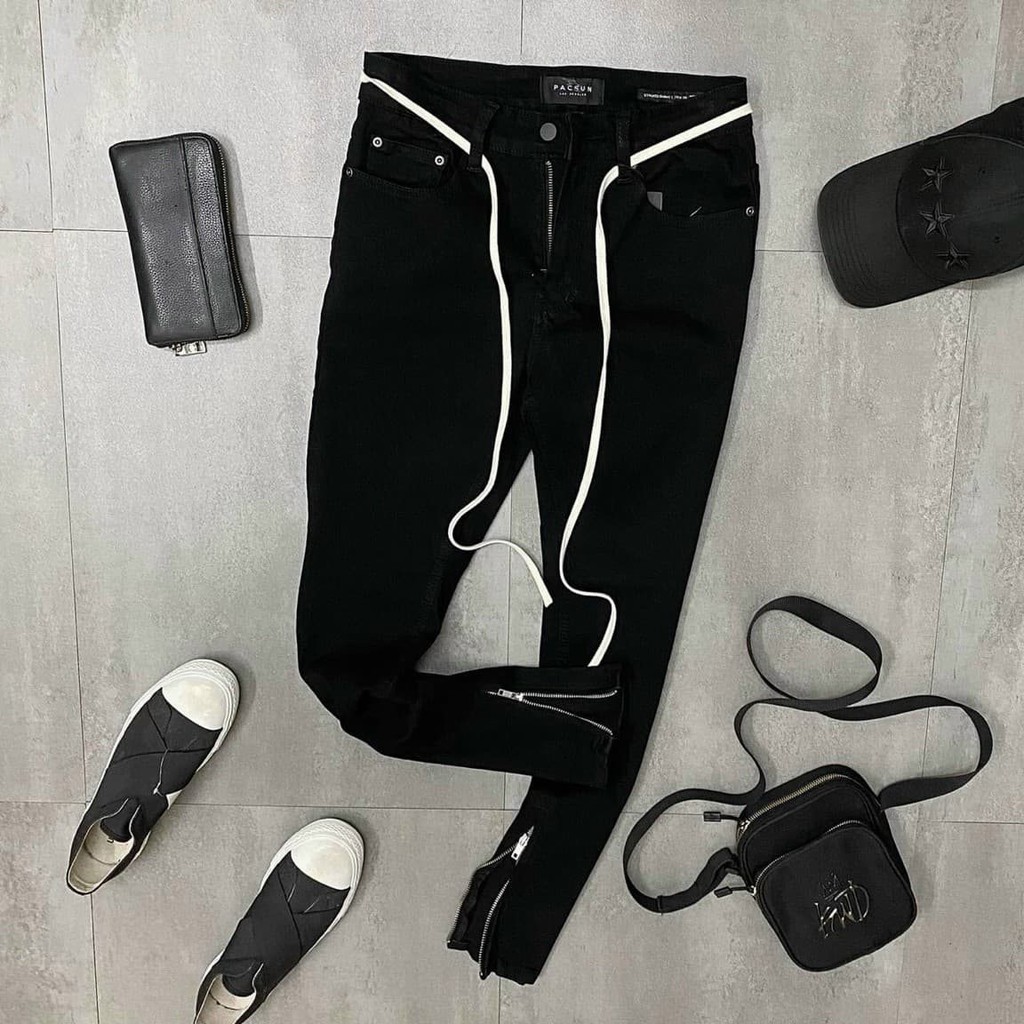 (Quần Zip Kèm dây ) Quần Jean nam rách kiểu zip kèm xích y hình- cá tính - HotBoy Hàn Quốc