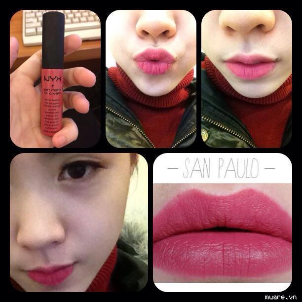 Son kem lì Nyx Professional Makeup Soft Matte Lip Cream 8 mL San Paulo - màu hồng ánh cam nhẹ