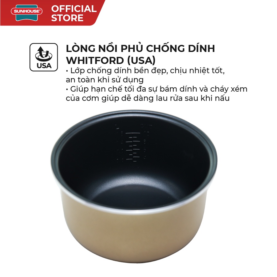 [Mã ELMALL10 giảm 10% đơn 500K] Nồi cơm điện tử SUNHOUSE 1.8L SHD8909