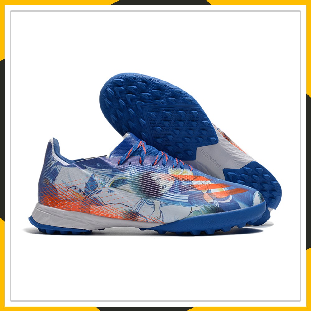 Giày đá banh da mỏng X Ghosted .1 TF Tsubasa xanh dương vạch cam | Ôm chân, trọng lượng nhẹ