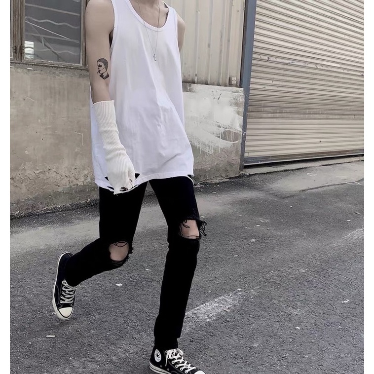 QUẦN JEANS ĐEN SKINNY RÁCH