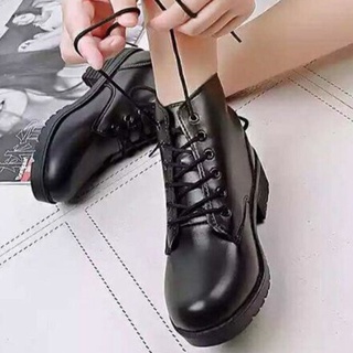 Giày Bốt Boot Nữ Da Cao Cấp Đế 5p Buộc Dây BT2
