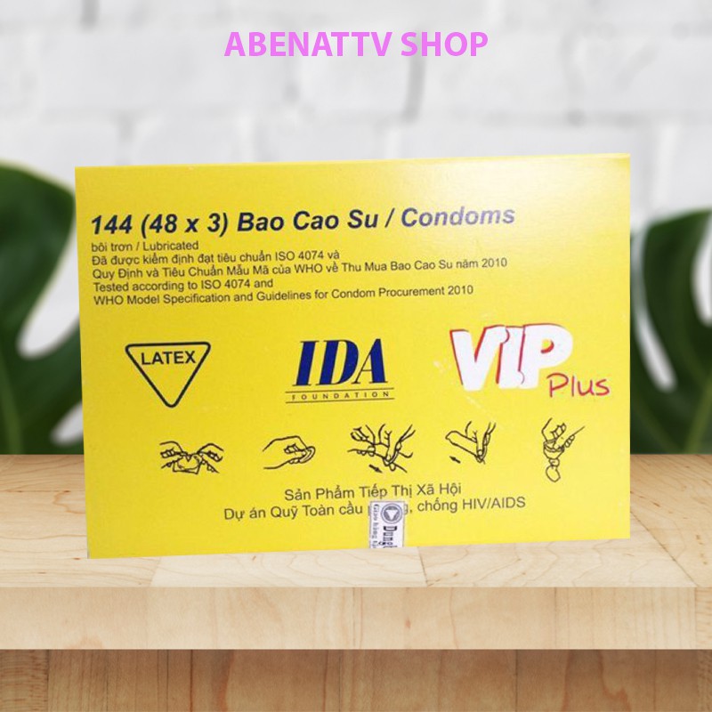 [Giá rẻ]Bao cao su gia đình VIP Plus hộp 144 chiếc