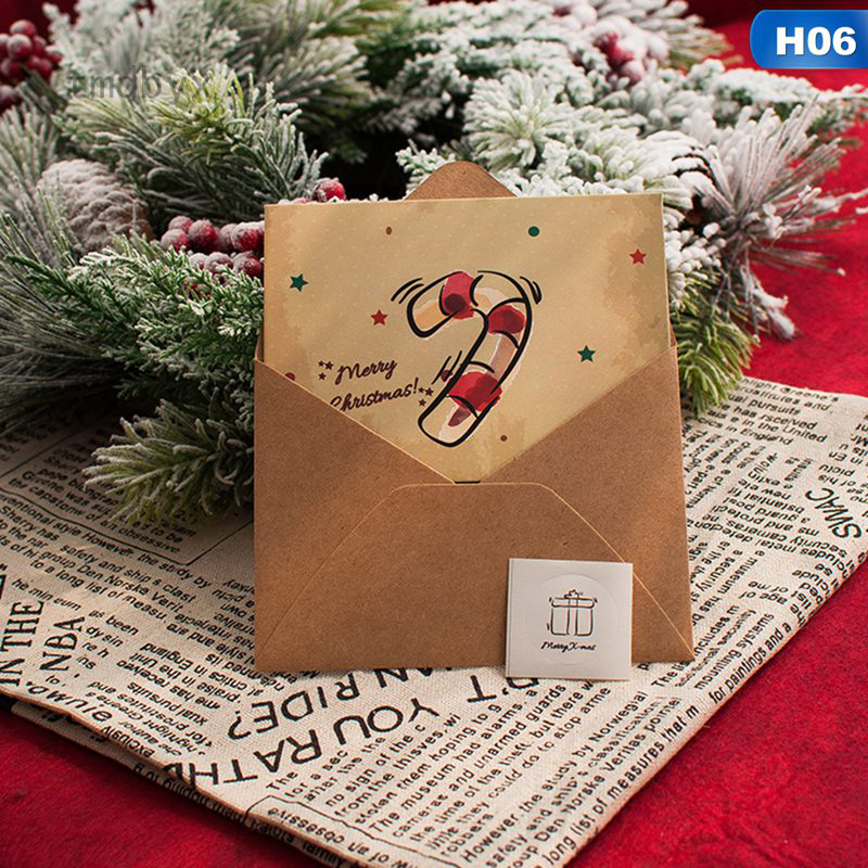 Tmdbyx Thiệp giáng sinh kèm phong bì và miếng dán trang trí tiện dụng