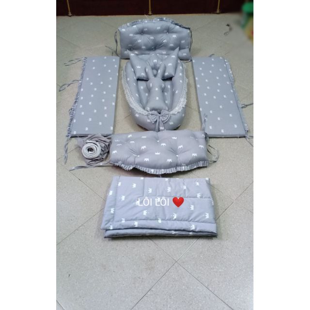 Combo quây cũi, nôi, ga chun, chăn, gối và thỏ ôm