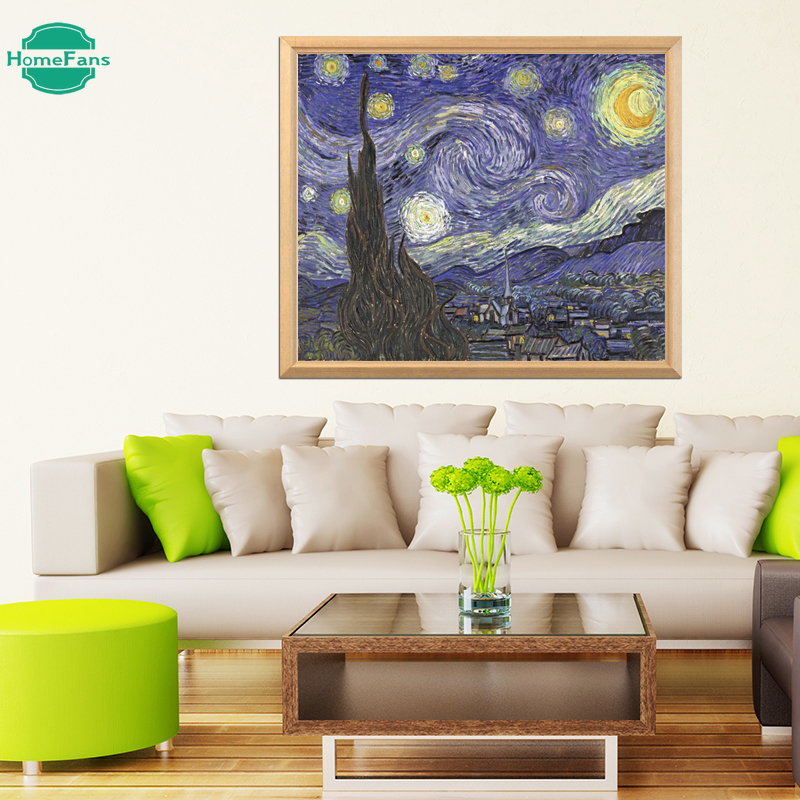 Bộ phụ kiện làm tranh đính đá 5D DIY phong cách tranh Van Gogh độc đáo 40x30cm