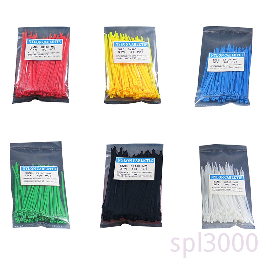 Set 100 dây rút nhựa nylon 3x100mm nhiều màu sắc có thể tái sử dụng