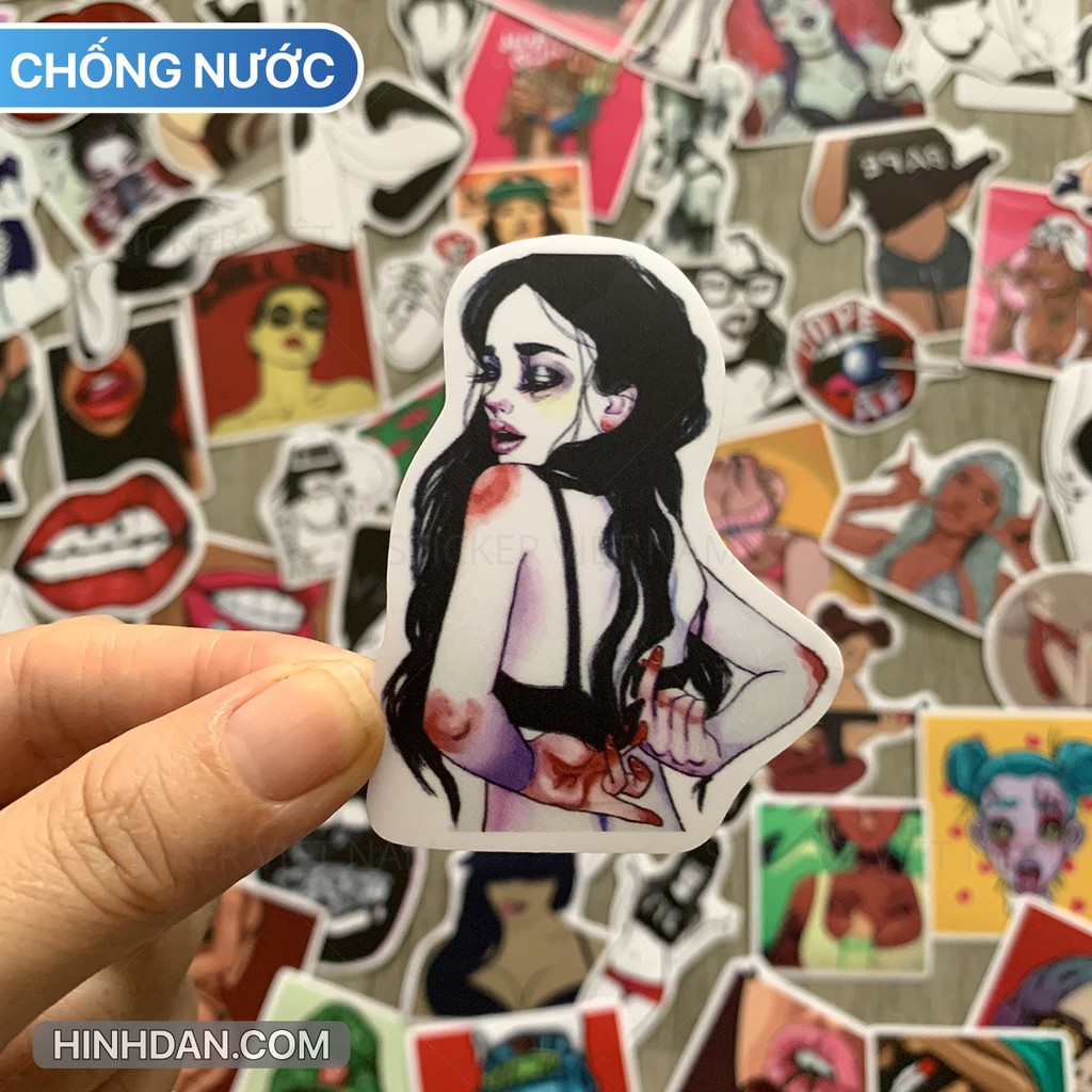 Sticker BAD GIRLS chống nước dán nón bảo hiểm, laptop, vali, đàn guitar