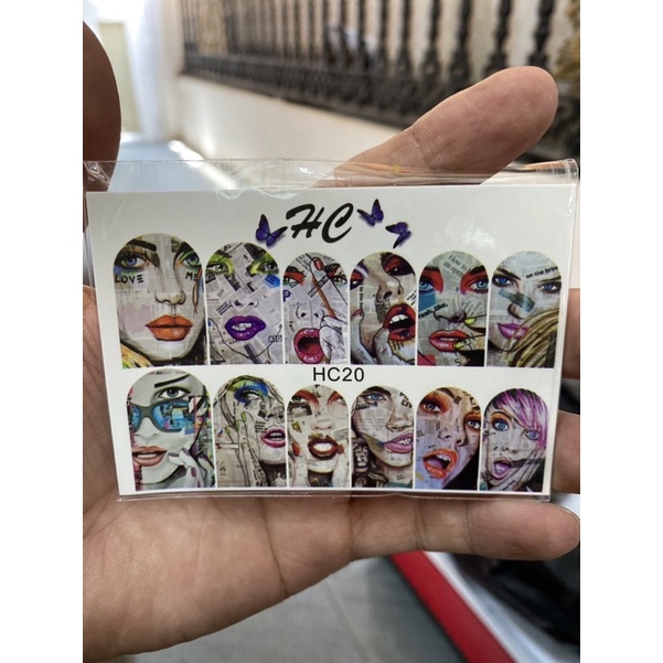 Sticker nước nails móng ẩn trang trí sticker hình cô gái dùng cho đắp bột đắp Gel