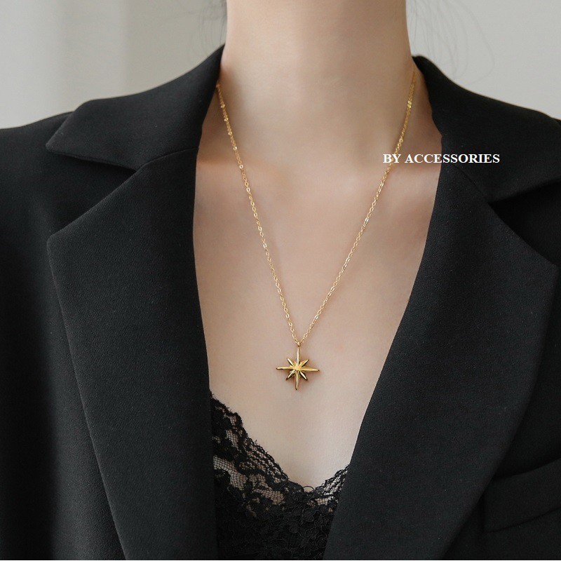 Dây chuyền titan ngôi sao tám cánh không gỉ