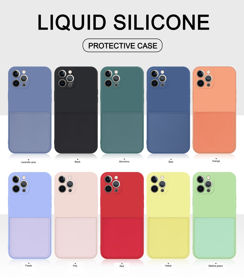 Hộp đựng ví cho iphone 7 8 Plus X Xs Max XR Vỏ silicon lỏng có nắp đậy chủ thẻ Funda