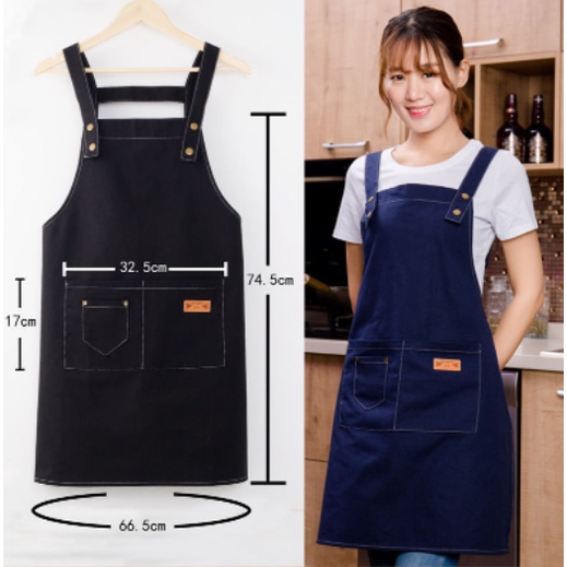 Tạp Dề Dây Đeo Vai Vải Canvas In logo Cố Định Cửa Hàng Quán Cà Phê / Nhà Hàng