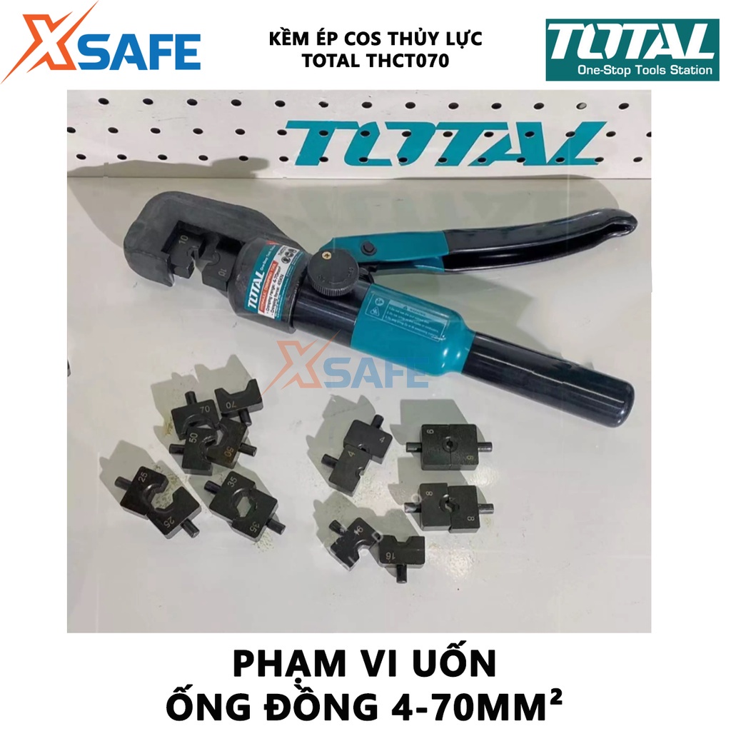 Kềm ép cos thủy lực TOTAL THCT070 Kìm thủy lực kiểu uốn hình lục giác, kích thước uốn 11mm, kèm đai ốc và một bộ ron