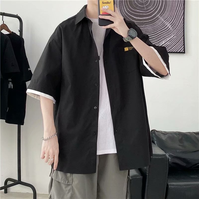 Áo sơ mi tay ngắn chống nhăn kiểu hoạt hình thời trang mùa hè cao cấp cho nam | BigBuy360 - bigbuy360.vn