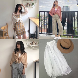 ÁO SƠ MI GIẤY CHẤT LIỆU VOAN TƠ KIỂU DÁNG ÁO KIỂU NỮ BUỘC EO CÁ TÍNH SƠ MI GIÁ RẺ