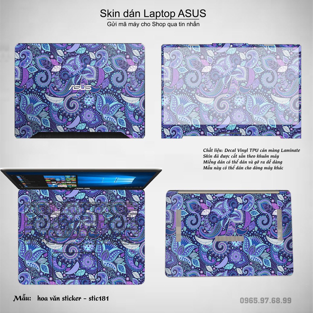 Skin dán Laptop Asus in hình Hoa văn sticker _nhiều mẫu 30 (inbox mã máy cho Shop)