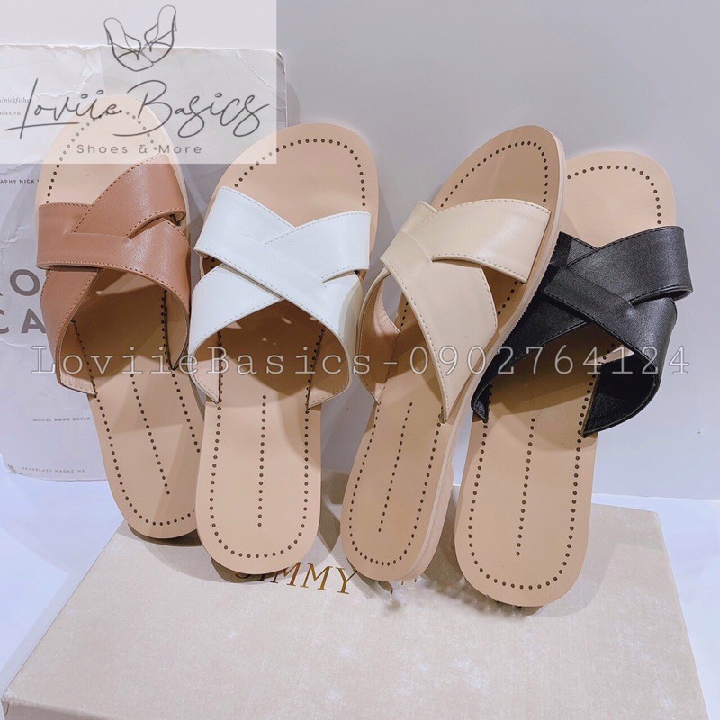 DÉP NỮ ĐẾ BỆT LOVIIE BASICS THỜI TRANG - DÉP LÊ QUAI DA CHÉO ĐẾ CAO CẤP D201142