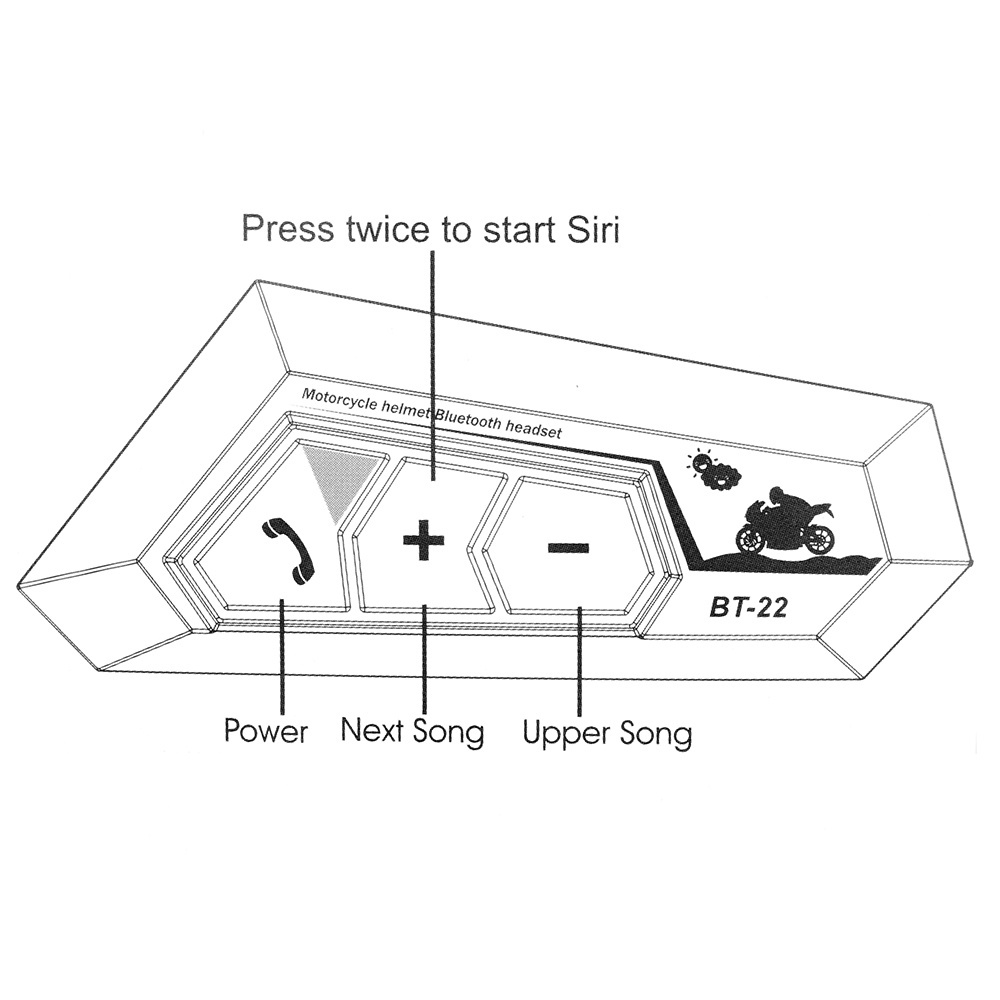 Tai Nghe Bluetooth 5.0 Bt22 Không Dây Gắn Mũ Bảo Hiểm Xe Mô Tô Mp3 Với Chip CSR Chip