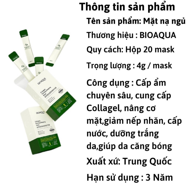 Mặt Nạ Ngủ Thạch Collagen Bioaqua Mặt Nạ Trái Cây Hàn Quốc Dưỡng Ẩm Cấp Nước Bổ Xung Dưỡng Chất 4ml