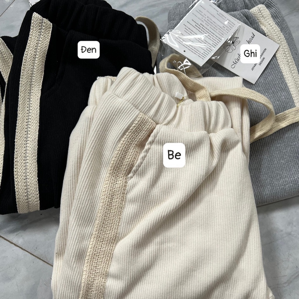 Quần joggers tăm pha viền ren Q392 SUSTORE