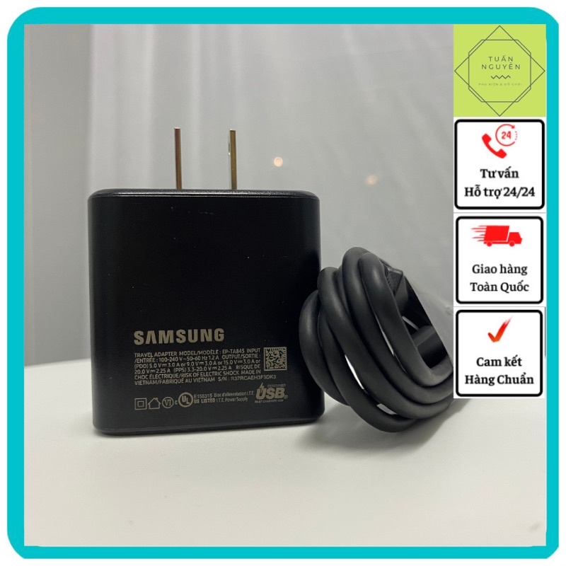 Bộ Sạc Nhanh Samsung 45W cho NOTE 10 Plus|S20 Plus / S22 / S22ultra Galaxy Tab S7|Plus Chính Hãng Samsung