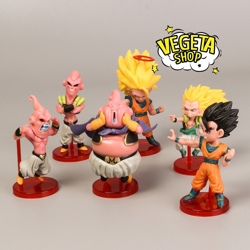 Mô hình Dragon Ball - Set 6 nhân vật Majin Buu Buutenks Super Buu Gohan Goku Gotenks SSJ3 Ma bư mập gầy - Cao 11cm