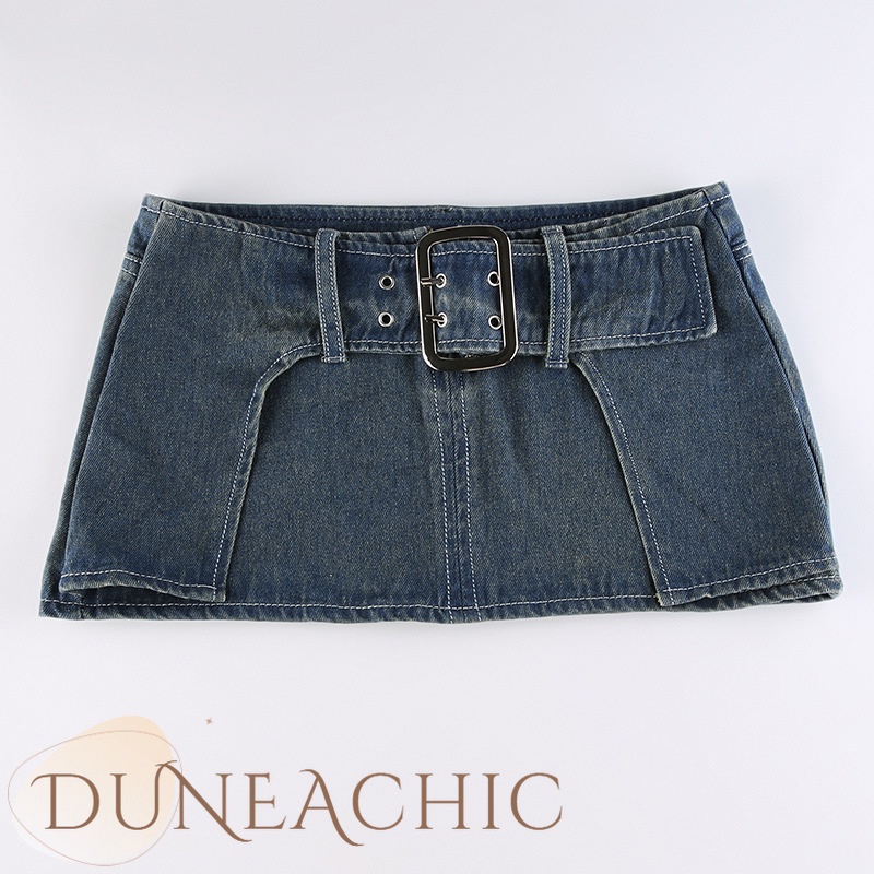 DUNEA Chân váy denim phối nút thời trang đường phố cá tính cho nữ