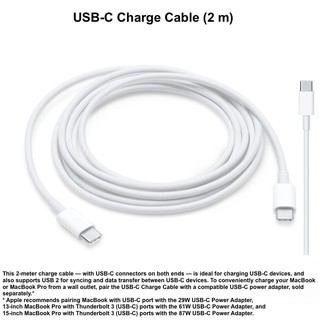 Cáp Apple USB-C Charge Cable (2m) [Nguyên seal hộp - chính hãng Apple]