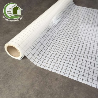 Giấy dán kính cao cấp sọc caro màu trắng, [ 50cm x khổ 90cm ] có sẵn keo