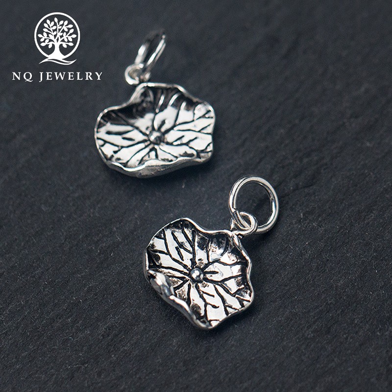 Mặt dây chuyền bạc hình lá sen treo - NQ Jewelry