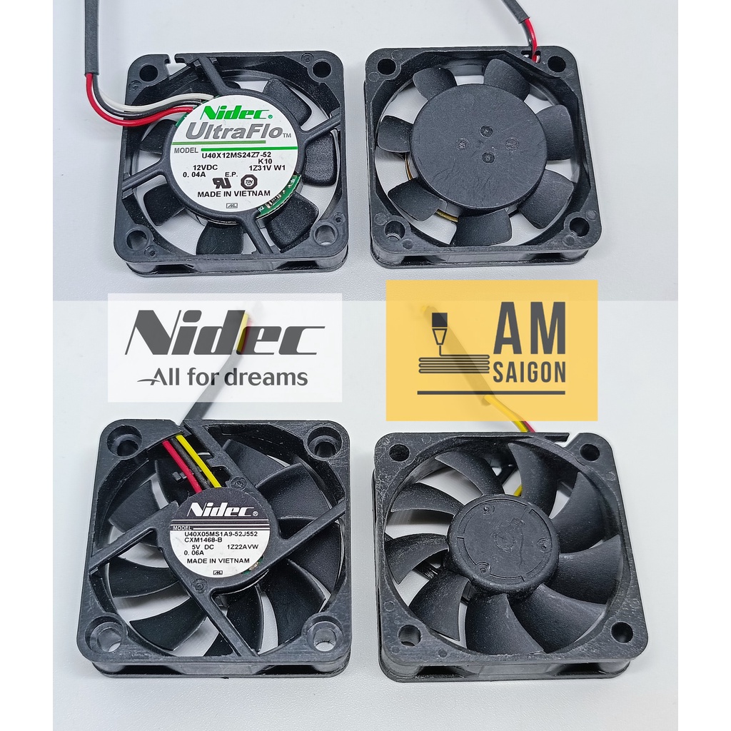 Quạt Nidec 4cm 4010 5V 12V fan tản nhiệt hàng Nhật tồn kho mới chưa sử dụng