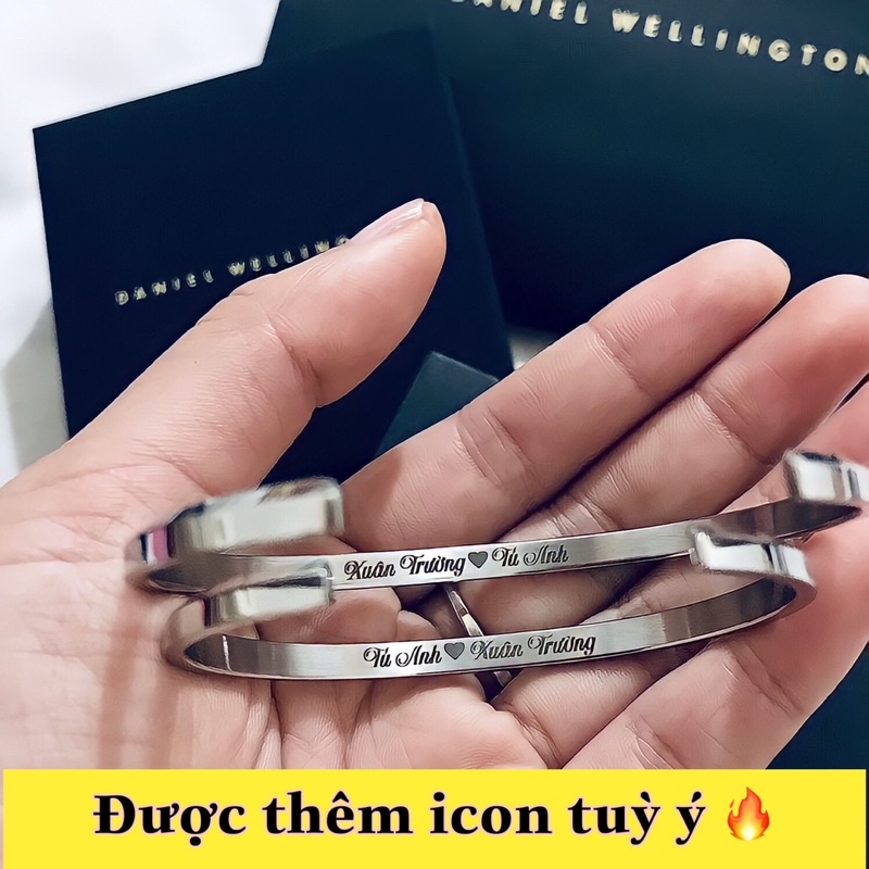 [HÀNG CHUẨN 1:1] Vòng Tay Cuff Ver 1 Khắc Tên - Tặng kèm khắc icon miễn phí